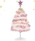 , Artificial Small Desktop Xmas Tree with Lights and Tree Ornaments (Pink) 6.89"D x 3.94"W x 16.93"H